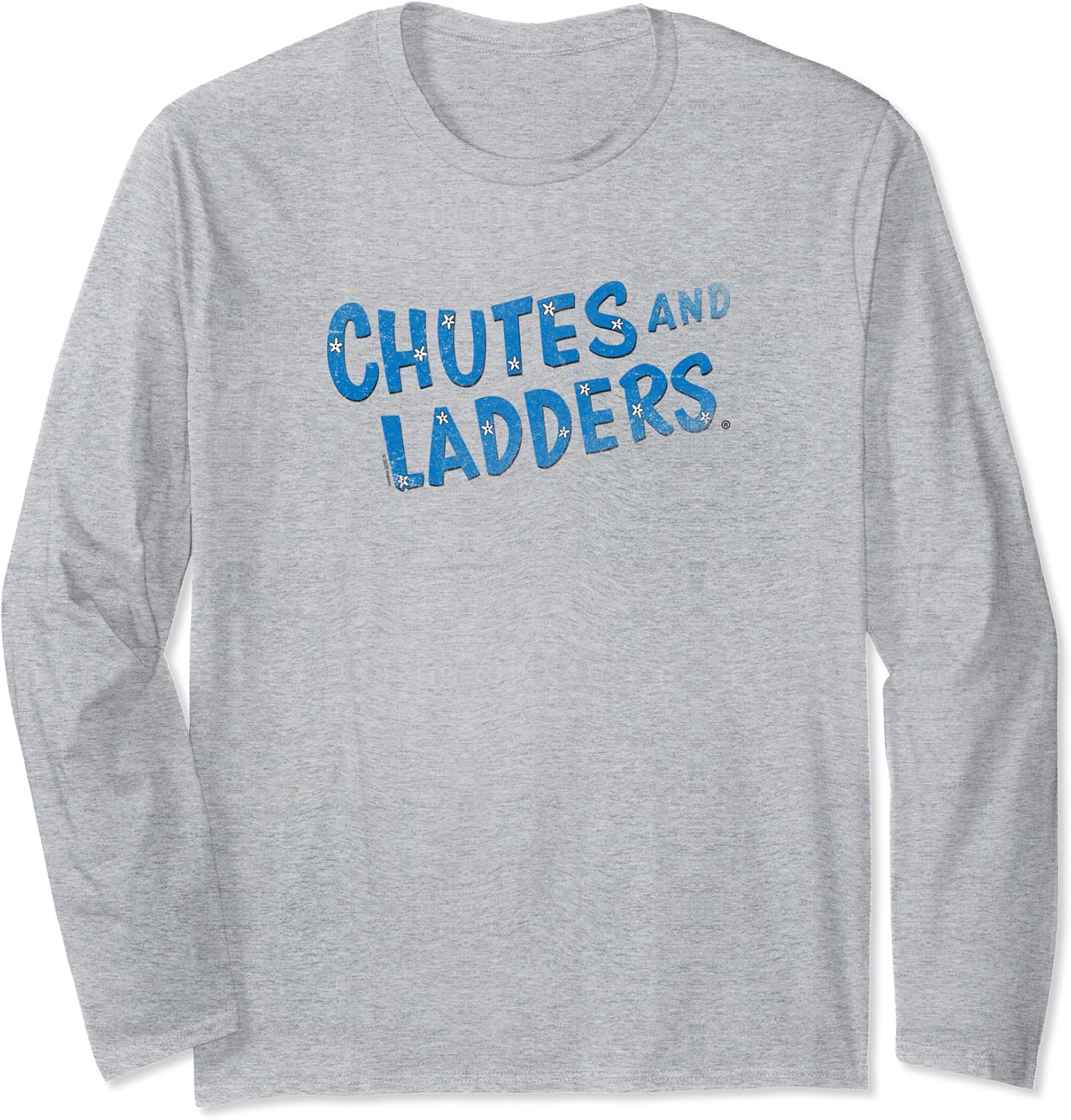 Chutes And Ladders Blue With White Flowers Distressed Logo Long Sleeve